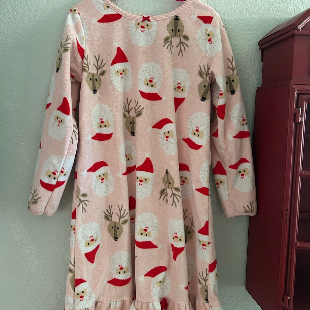 Carter's Pink Santa and Reindeer Nightgown